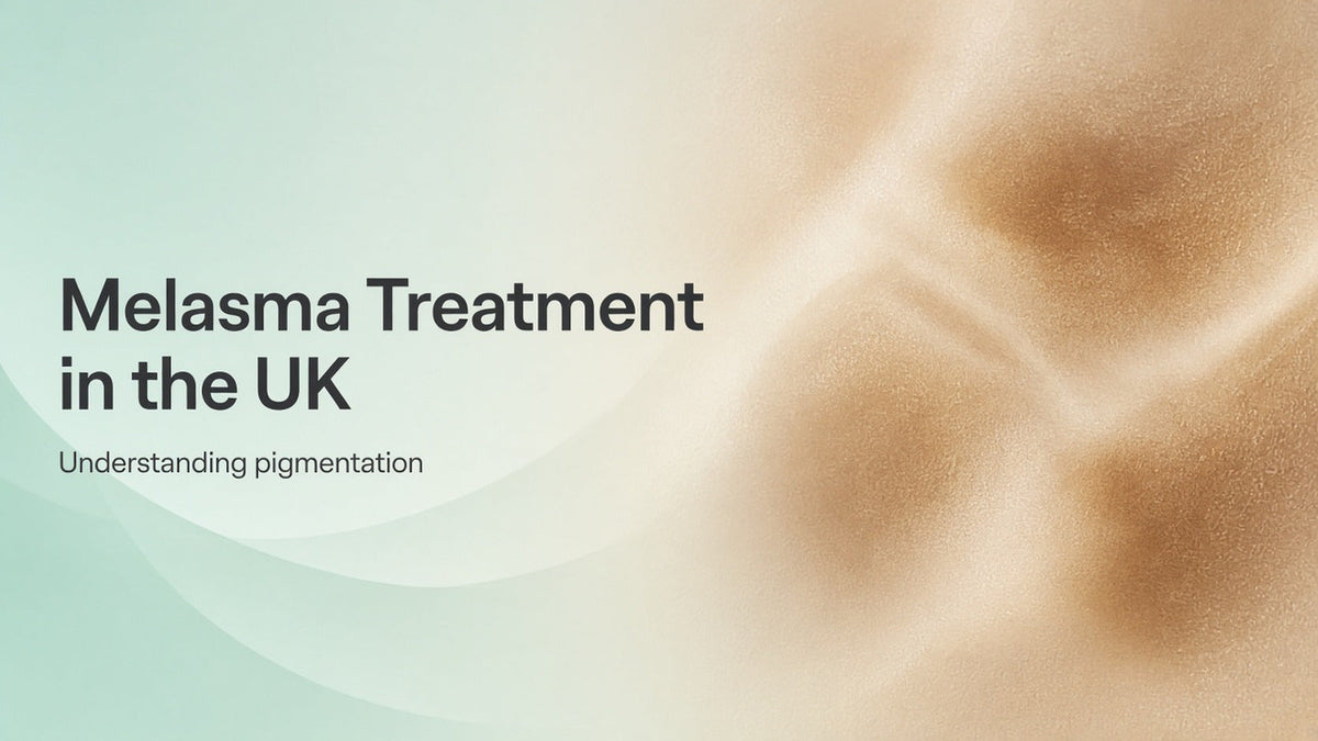 Melasma Treatment in the UK - understanding pigmentation, abstract close-up of skin tone with mint background