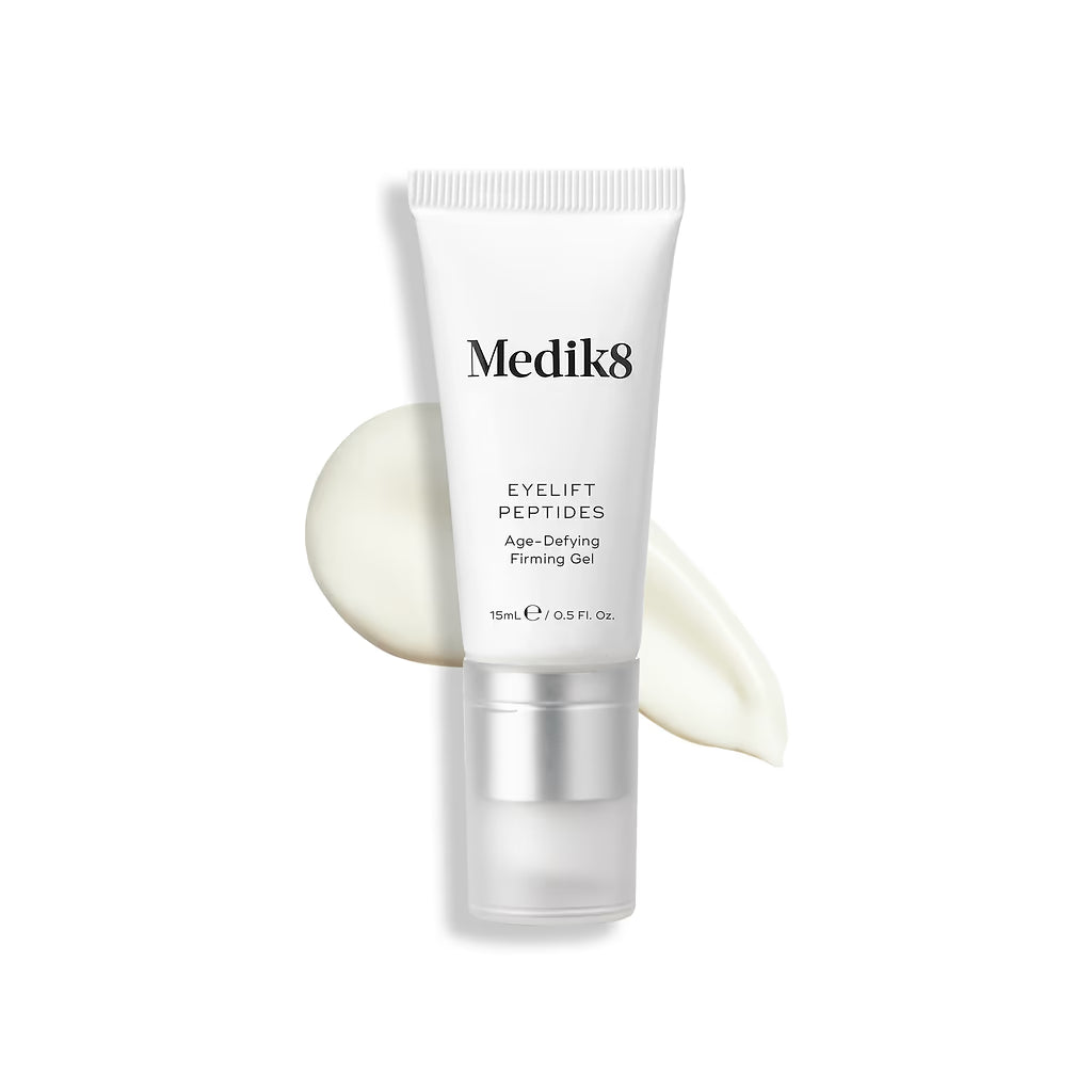 Medik8 eye cream tube with a white background