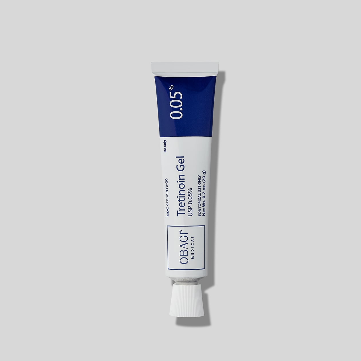 Obagi Tretinoin Gel tube on a light gray background