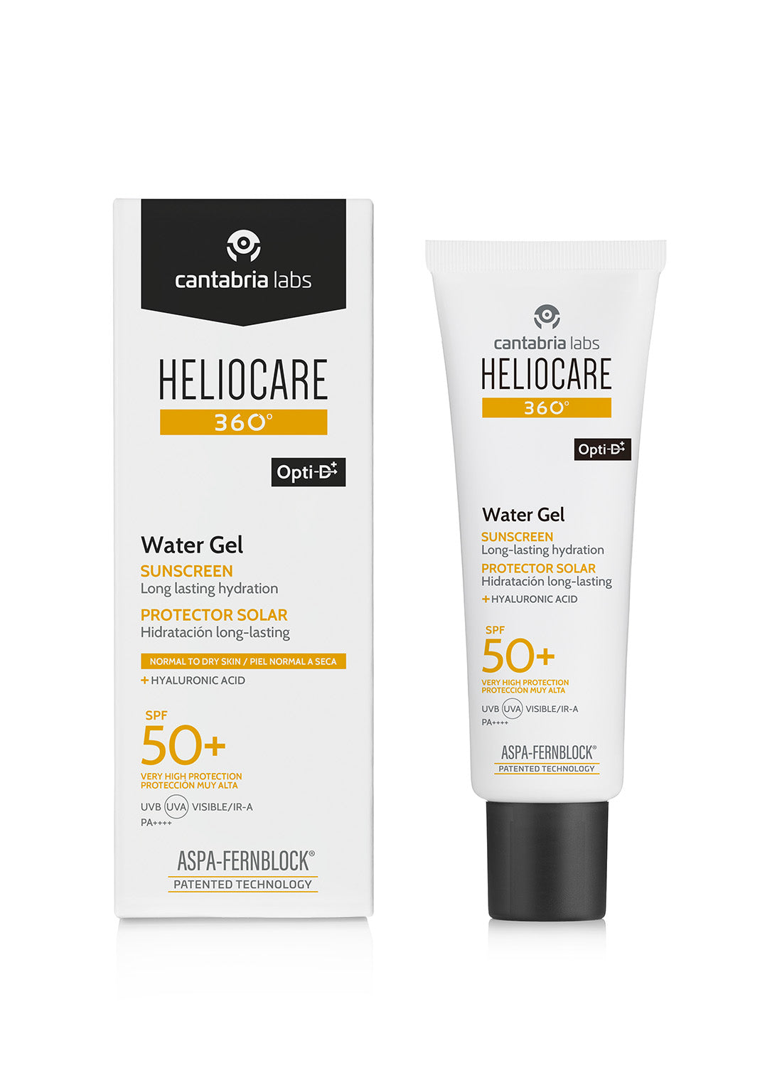 Heliocare 360° Water Gel SPF50+ 50ml tube and carton