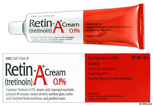 Retin-A Cream tube with label on a white background