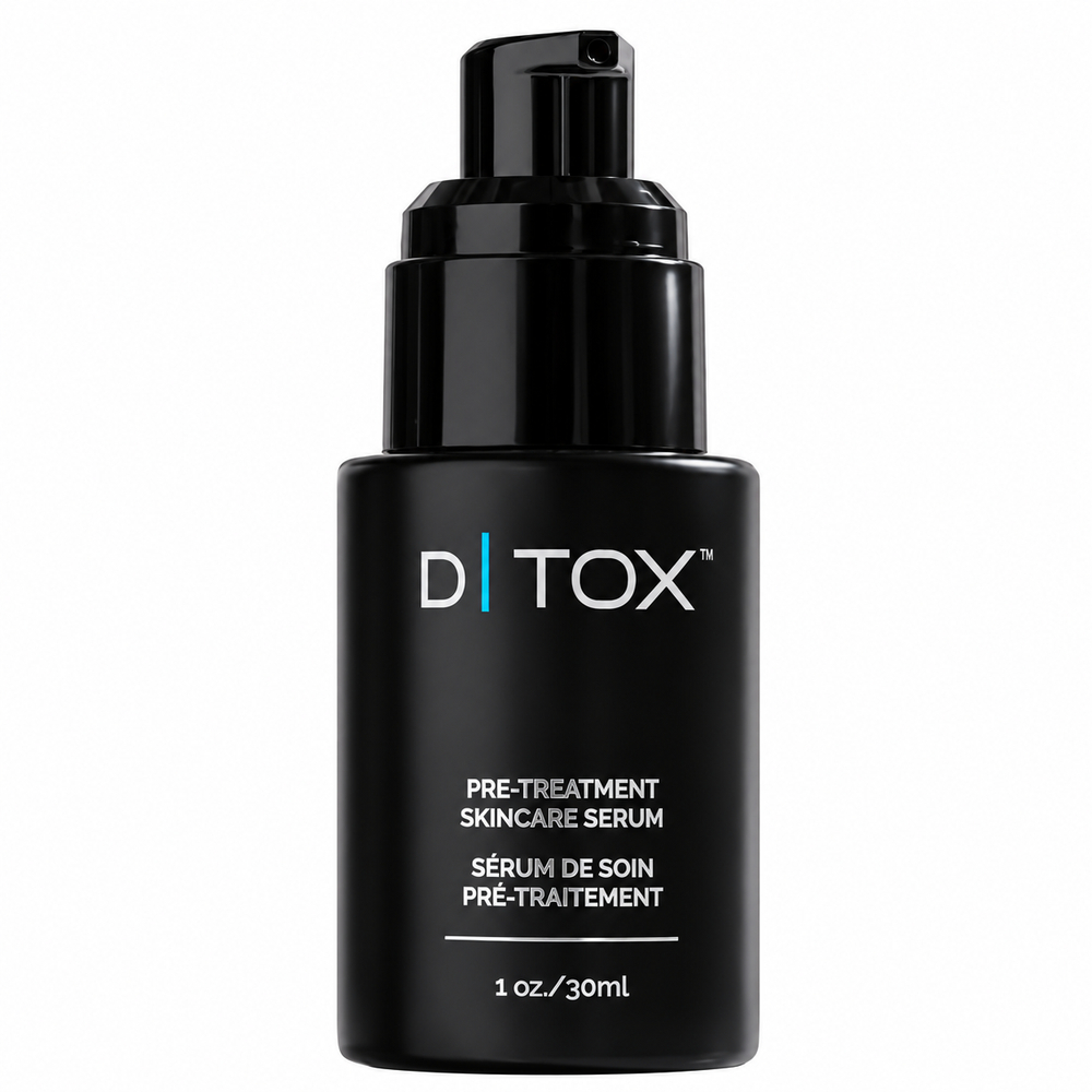 EXO|E D|TOX plant exosome pre-treatment skincare serum, 30ml black pump bottle